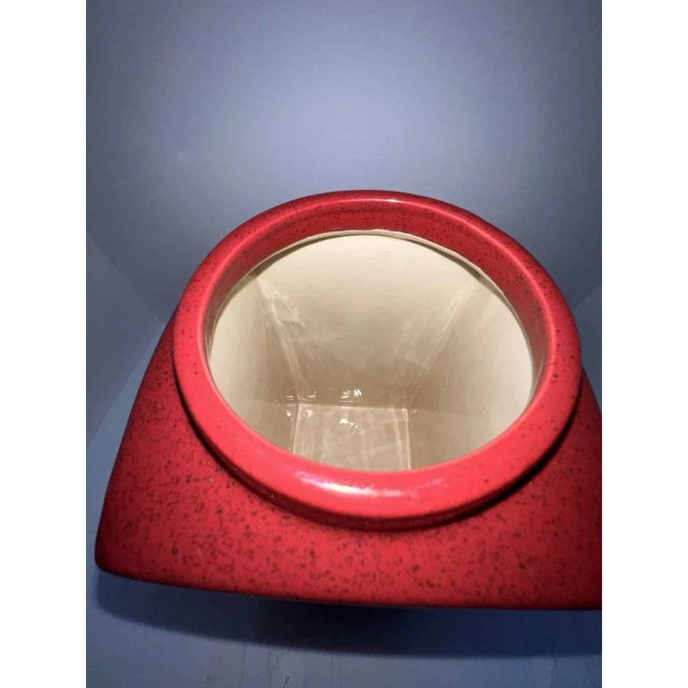 PIER 1 Import Rustic Brick Red Ceramic Canister Vacuum Sealed Lid See Pics